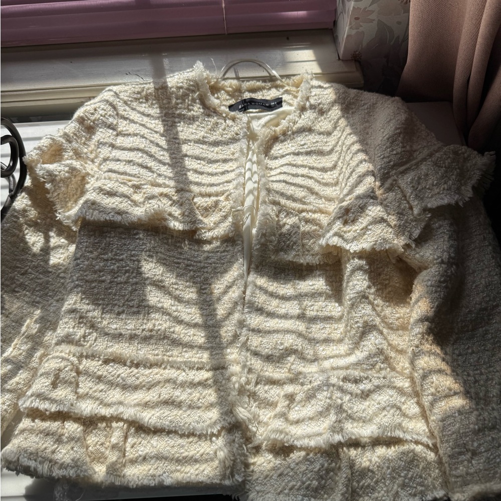 Zara Ivory Bouclé Jacket